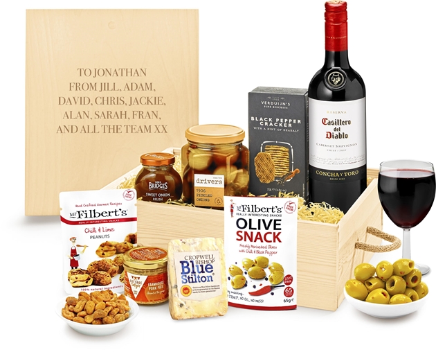Housewarming Personalised Cheese & Pâté Selection Gift Box With Red Wine